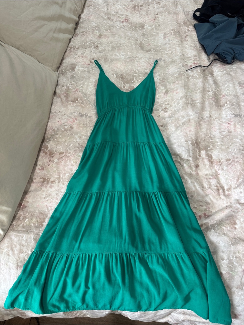 She + Sky Green Tiered Maxi Dress